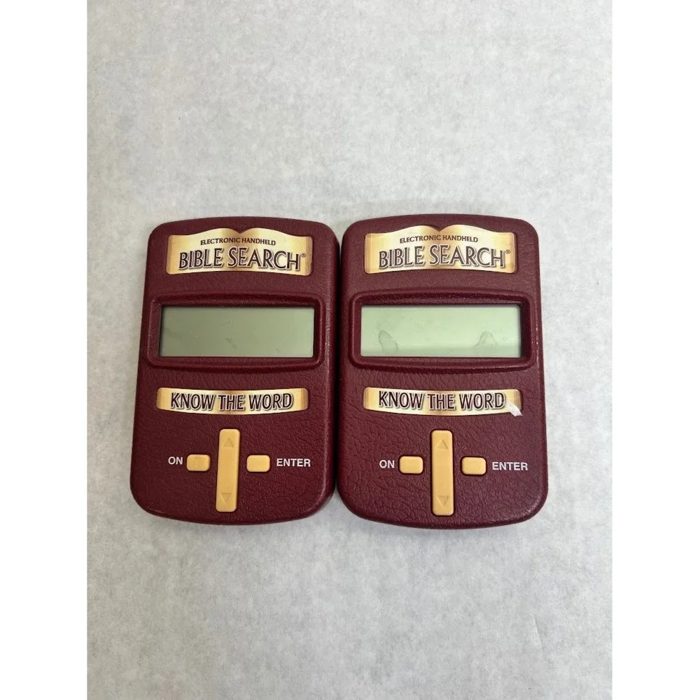 Pocket Tech Bible Search Electronic Handheld Game Lot of 2 Burgundy Bible Study
